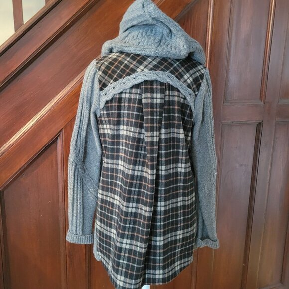 Moth Anthropologie Womens Plaid Wool Blend Zip-Up Hooded Cardigan Jacket With Po - Picture 8 of 11